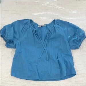 Abercrombie & Fitch Blue Puff Sleeve Blouse
